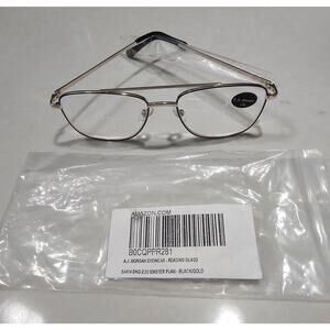 A.J. Morgan 54414 Reading Glasses +2.50 Black Gold Metal Frame 55-16-145